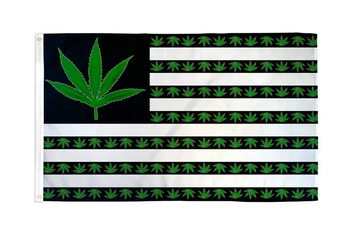 MJ USA Leaf 3x5ft Poly Flag America Pot Leaf Marijuana Weed Dispensary Dorm Flag