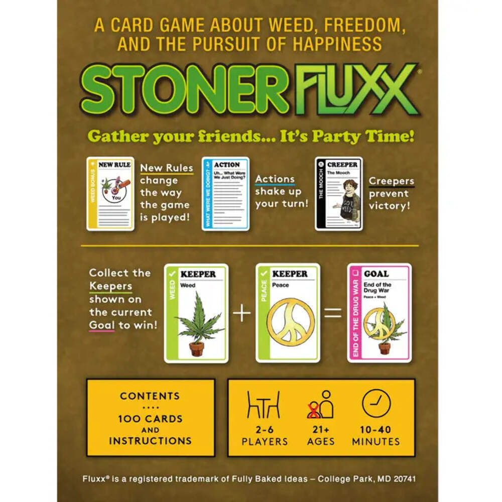Stoner Fluxx 420 Stoner Party Game Cannabis Themed
