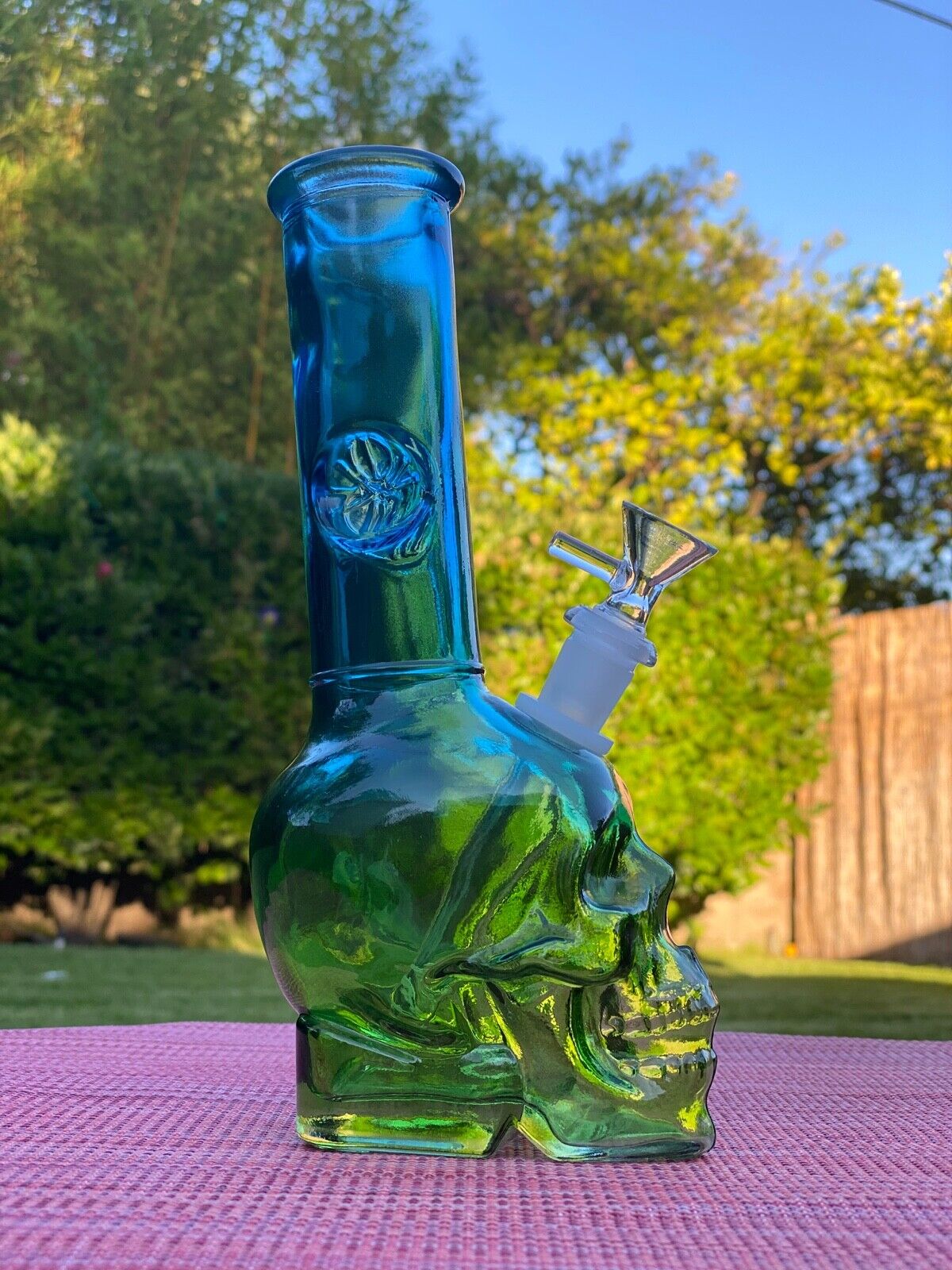 9" Halloween Skull Water Pipe Bong Hookah Thick Glass Bubbler Free Shipping