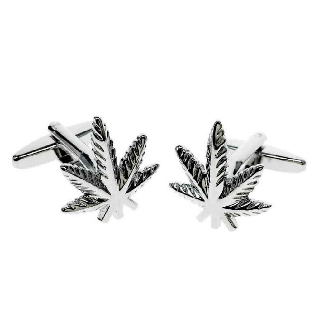 POT LEAF CUFFLINKS Marijuana Cannabis 420 Weed NEW w GIFT BAG Stoner Wedding