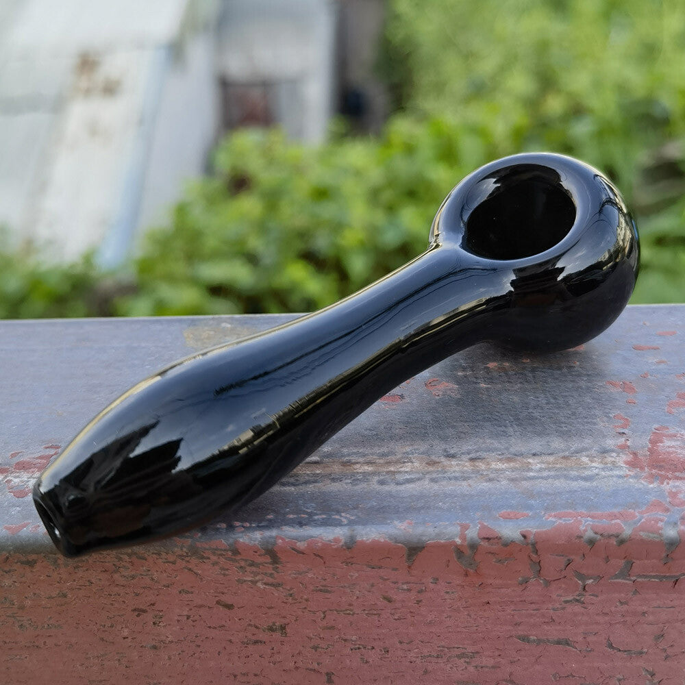 4.5" Black Glass Bong Smoking Hand Pipe Spoon Pipes Portable Heavy Shisha New