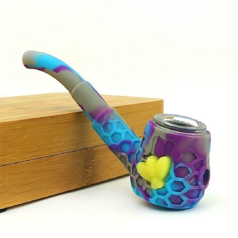 Silicone Smoking Pipe, Classic Vintage Silicone Tobacco Pipes with 9 Hole Glass - Maryjanes Bong Shop