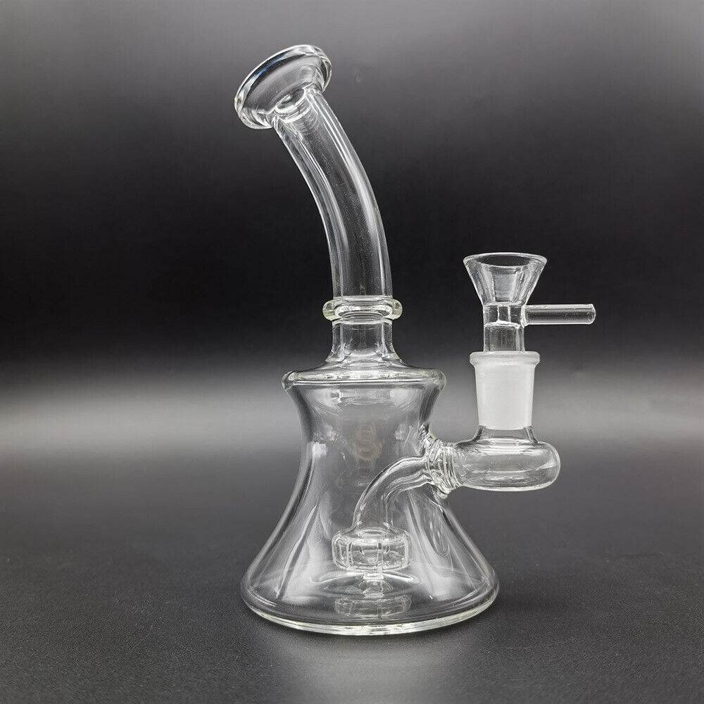 6inch Clear Glass Bong Hookah Smoking Hand Pipes Crook Neck Water Pipe 14mm Bowl - Maryjanes Bong Shop
