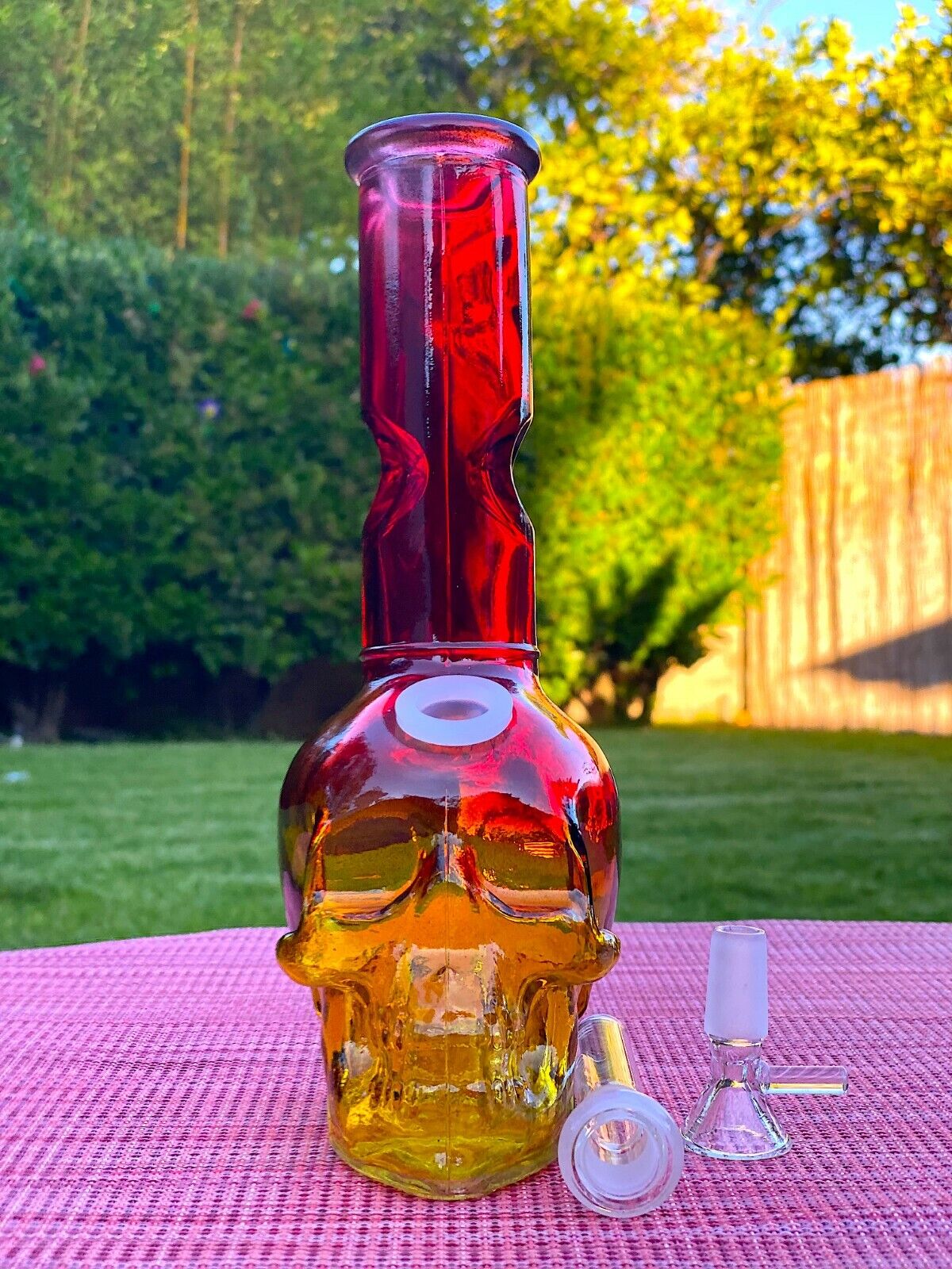 Red Skull 9" Premium Glass Water Pipe Bong Bubbler Hookah