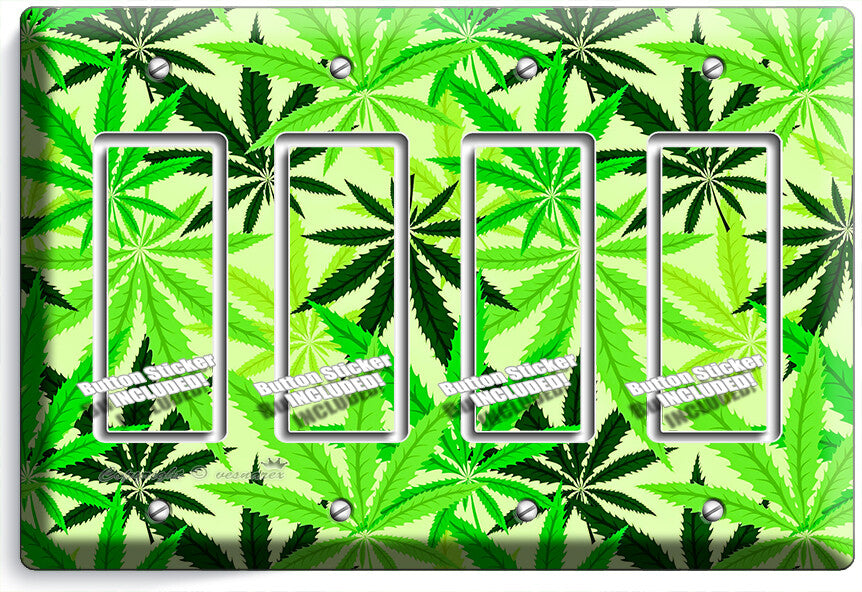 🍀GREEN CANNABIS MARIJUANA LEAFS LIGHT SWITCH OUTLETS WALL PLATES MAN CAVE DECOR