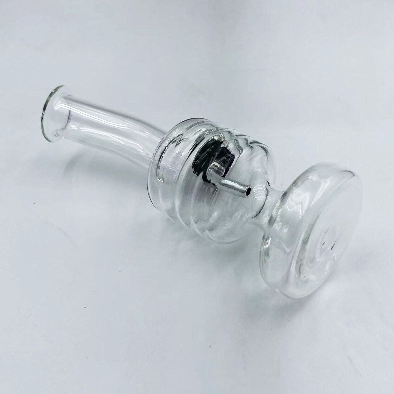 Exquisite Mini Glass Hookah, 4.72" Transparent Bend Mouth Spiral Glass Bong