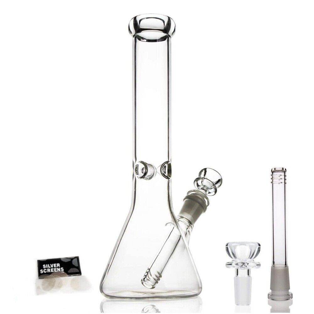 10 Inch Bongs Clear Glass Bong Smoking Hookah Heavy Glass Water Pipes 14mm Bowl - Maryjanes Bong Shop