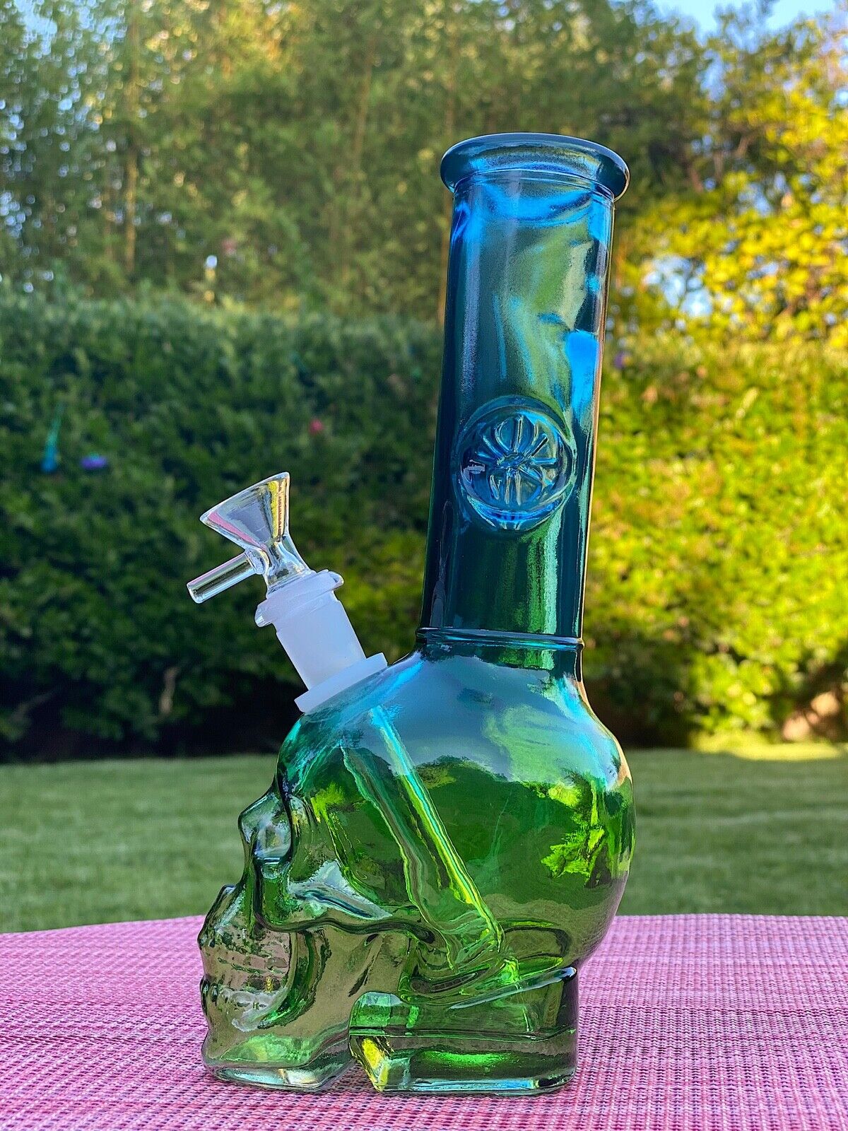 9" Halloween Skull Water Pipe Bong Hookah Thick Glass Bubbler Free Shipping
