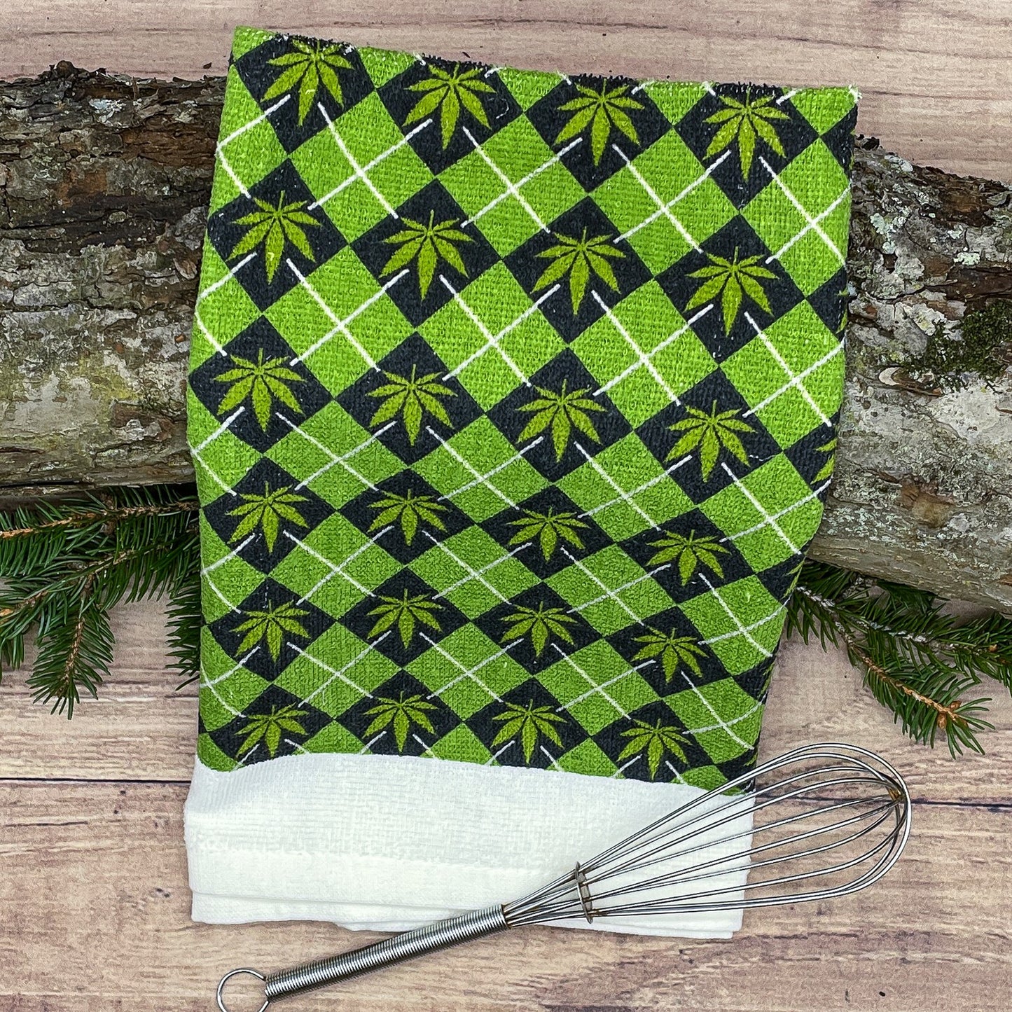 Argyle Weed Funny Pot Leaf Pattern Tea Towel Kitchen Towel