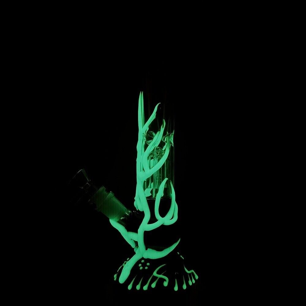 10" Glow in the Dark Bong Water Pipe Smoking Pipes Hookah Glass Percolator Bongs
