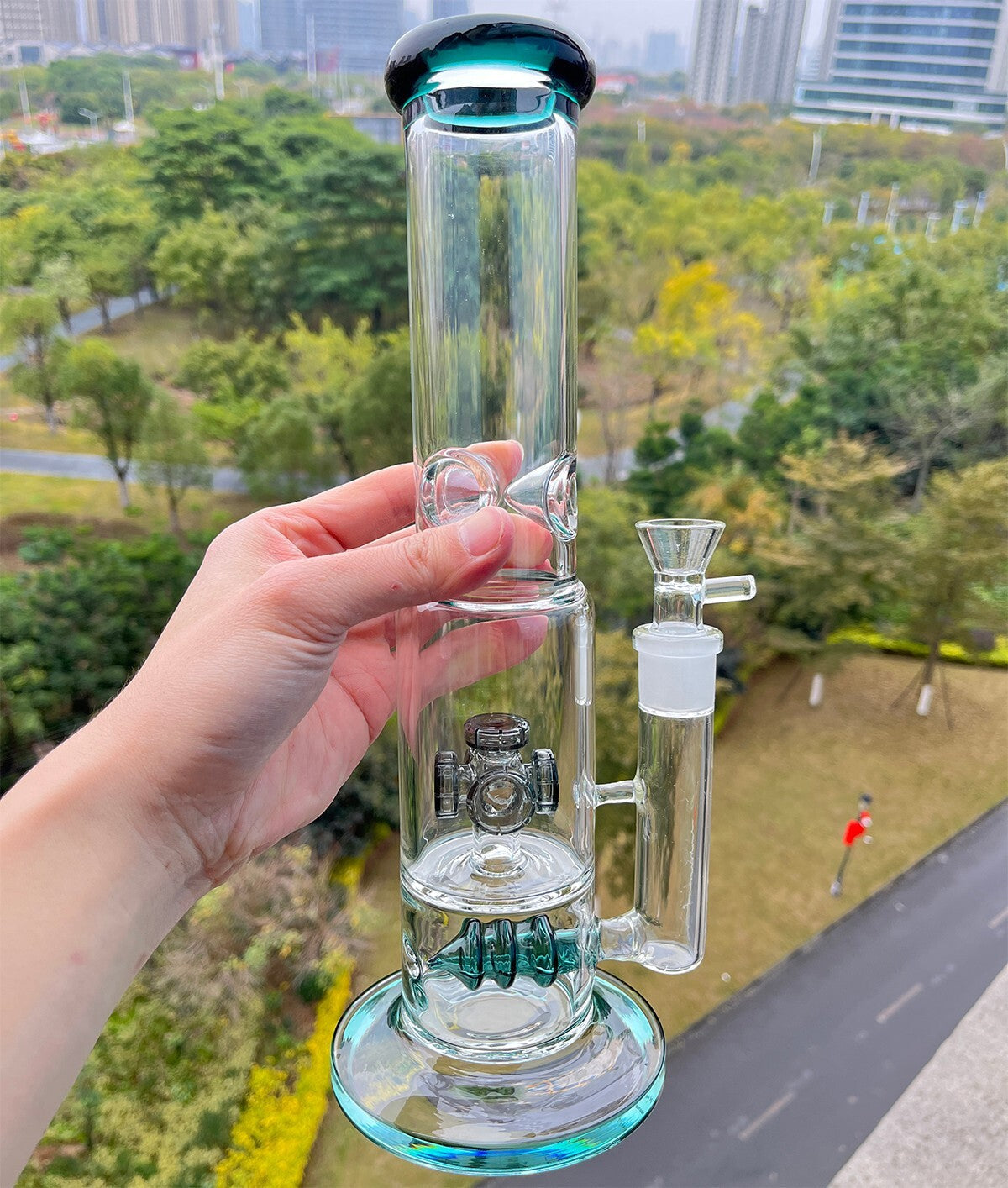 13" Heavy Glass Bong Percolate 1.9lb Bongs Smoking Hookah Water Pipe 18mm bowl