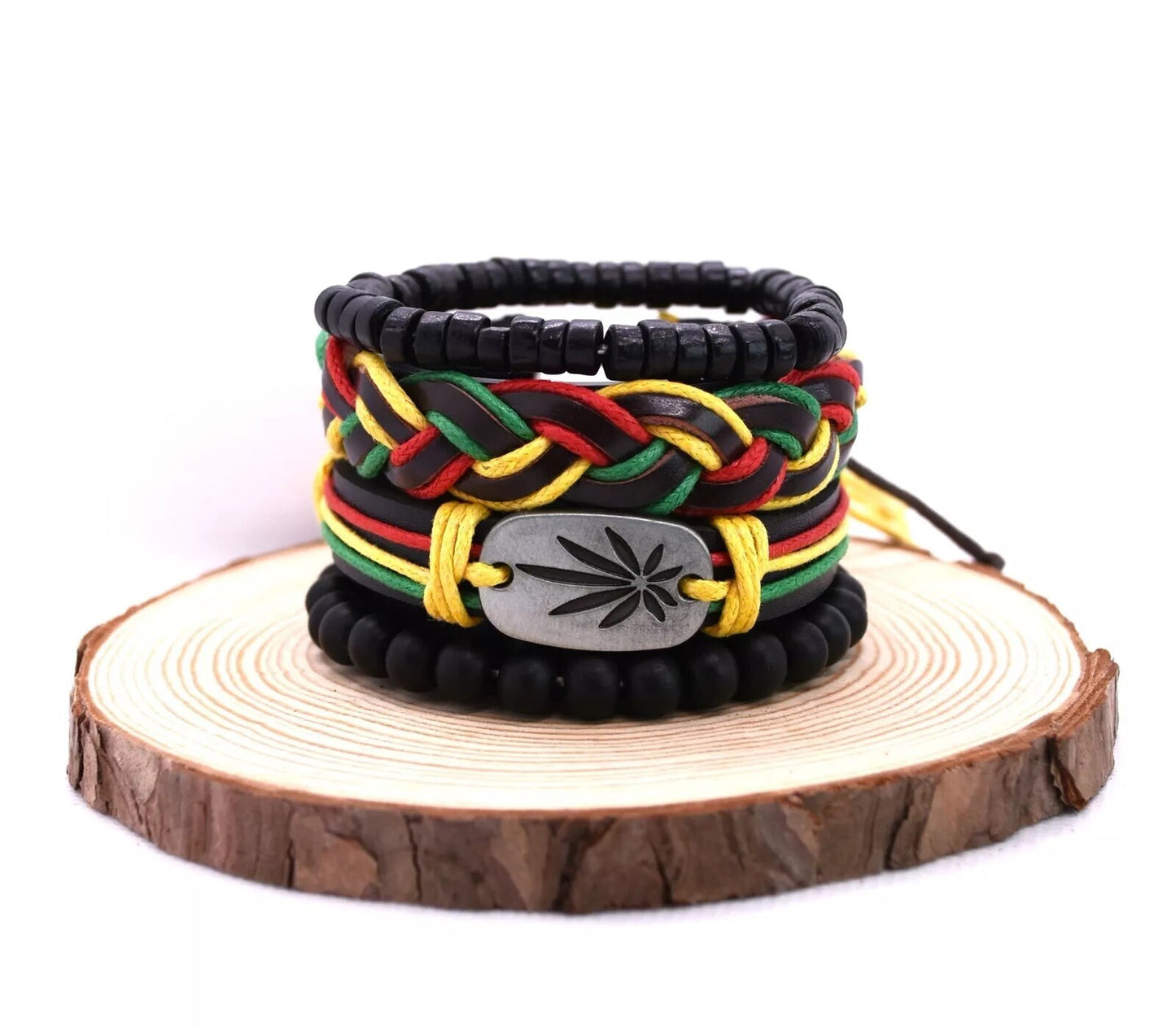 Weed 420 Marijuana THC Pot Leaf Rastafarian Jamaica Hip Hop Adjustable Bracelet