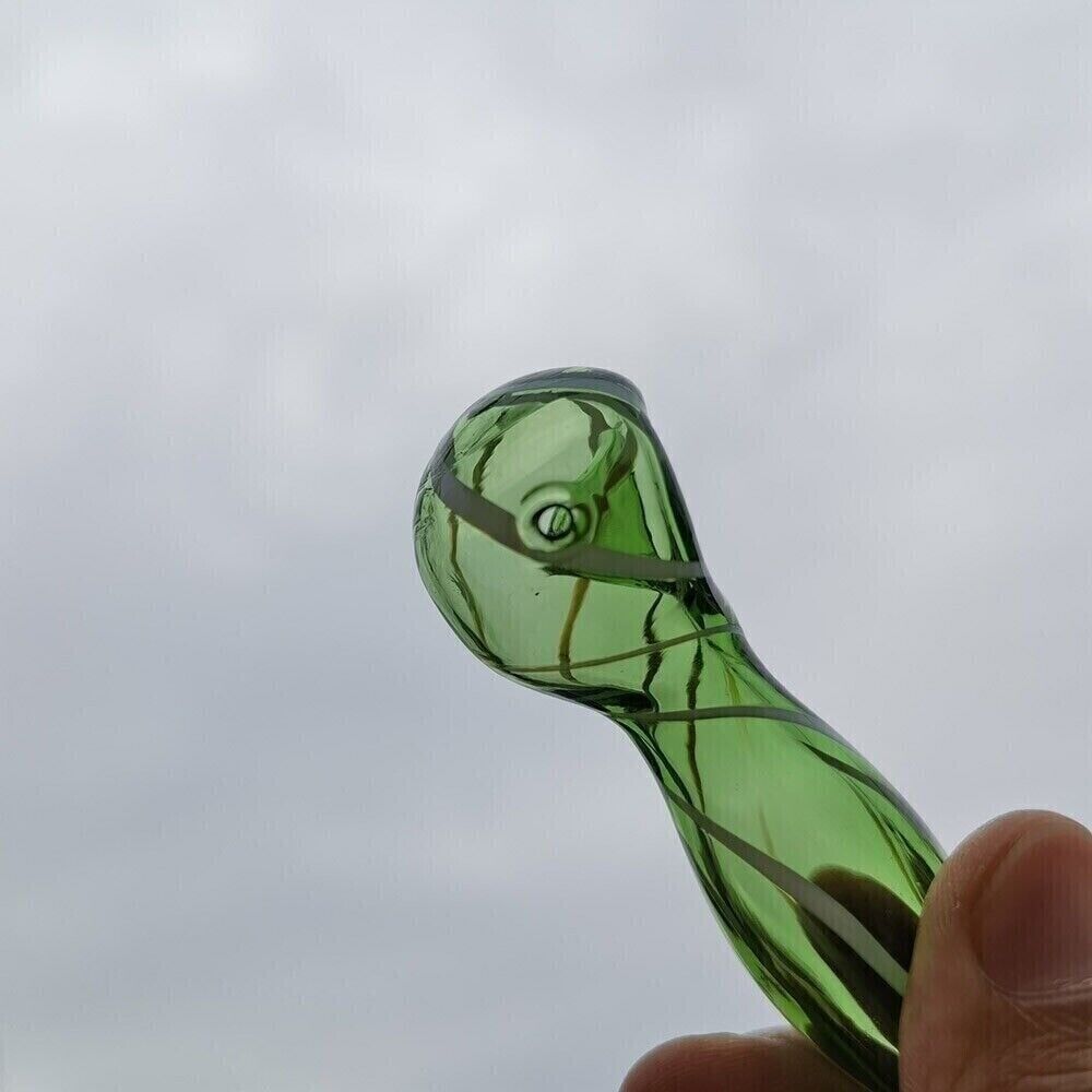 3.1" Green Spoon Shape Hand Pipe Glass Bong Smoking Pipes Portable Shisha New