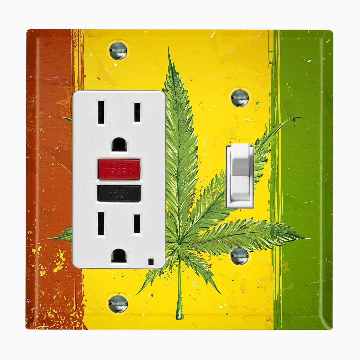 Metal Light Switch Cover Wall Plate Weed Flag Rasta