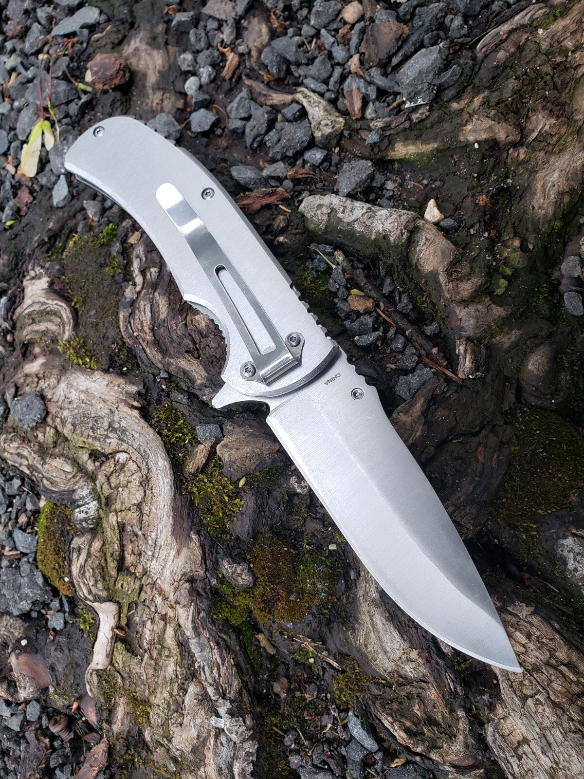 Silver Green Marijuana Cannabis Leaf Print Spring Assisted Pocket Knife Metal