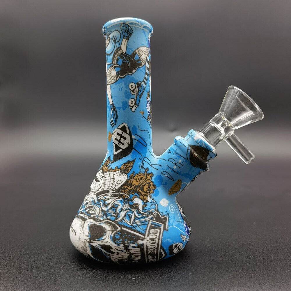 5'' Silicone Hookah Smoking Water Pipe Bong Bubbler Shisha W/ 14mm Glass Bowl US - Maryjanes Bong Shop