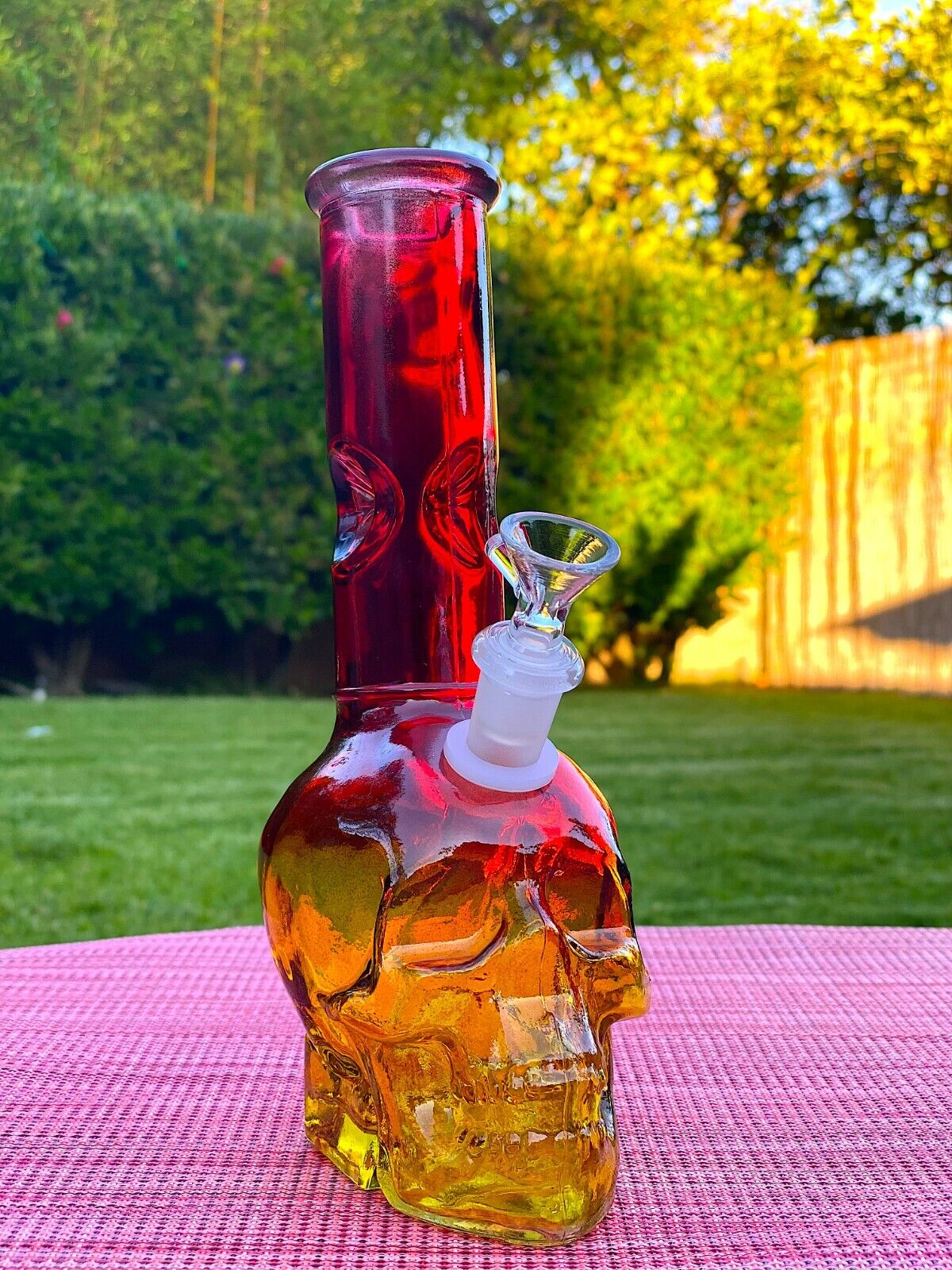 Red Skull 9" Premium Glass Water Pipe Bong Bubbler Hookah