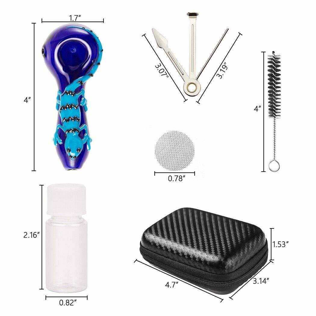 4" Gecko Style Tobacco Smoking Glass Pipe Collectible Handmade Pipes with Box