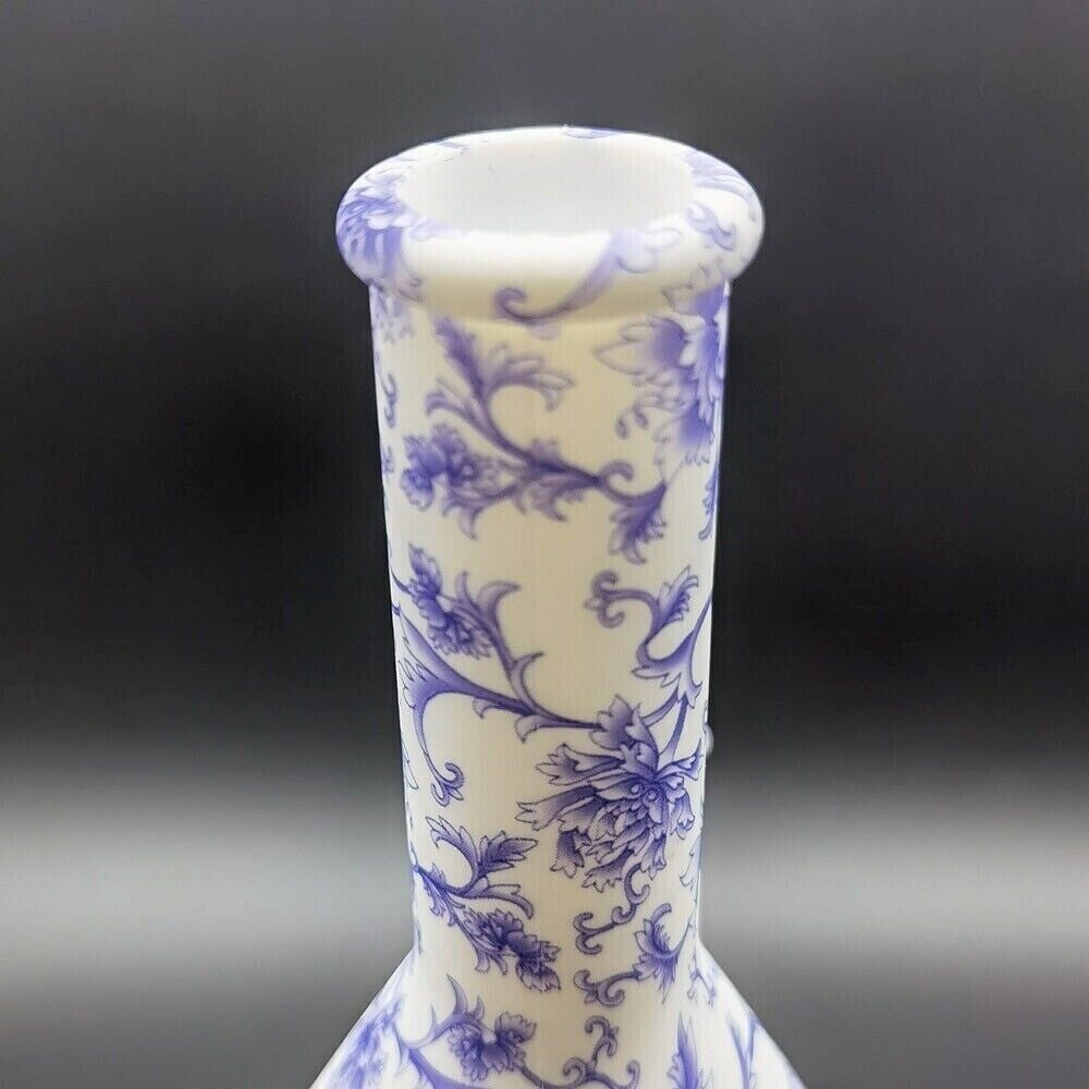 4.7" Silicone Water Pipe Smoking Pipes Hookah Purple Floral Bubbler + Glass Bowl