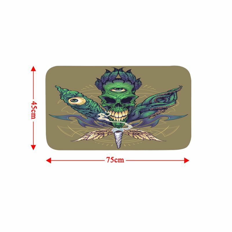 Skull Weeds Cannabis Marijuana Shower Curtain Set Non-Slip Bath Mat Toilet Lid Cover