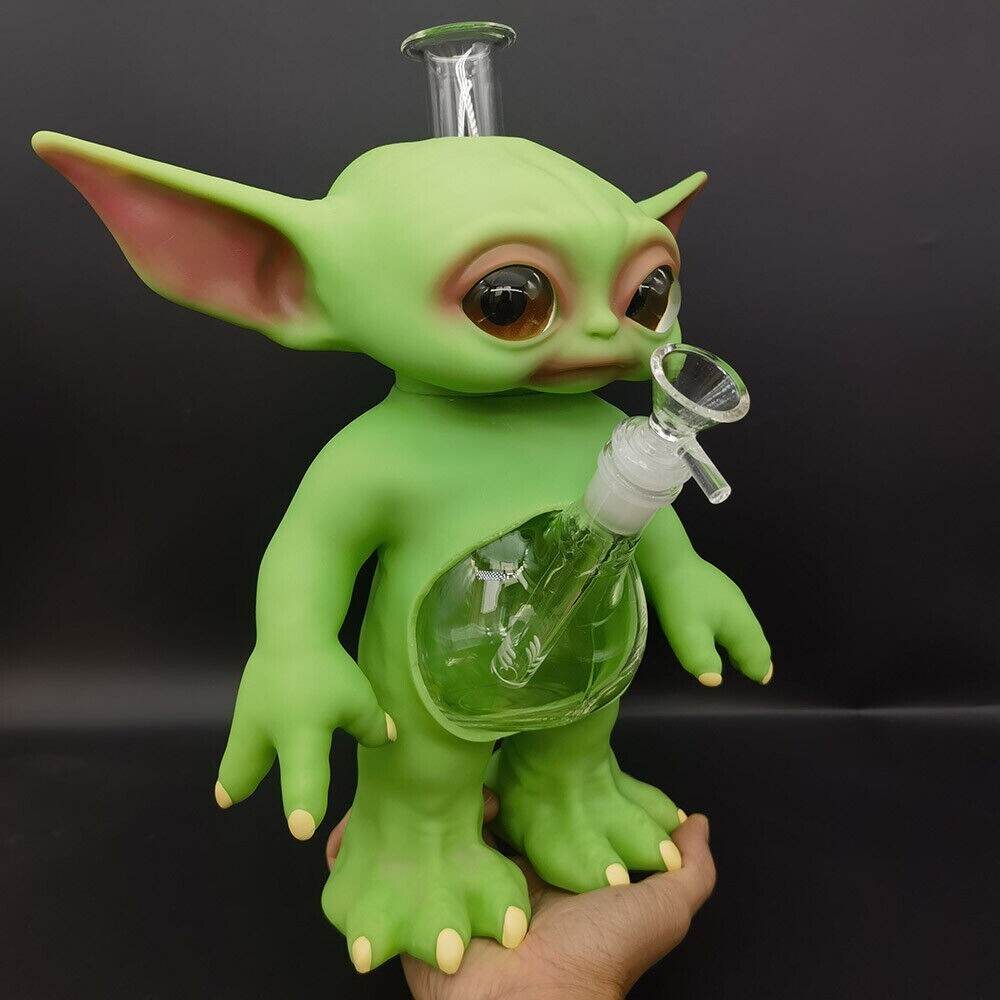 28.5cm Green Monster Hookah Silicone Water Pipe Smoking Hand Pipes W/ Glass Bowl - Maryjanes Bong Shop