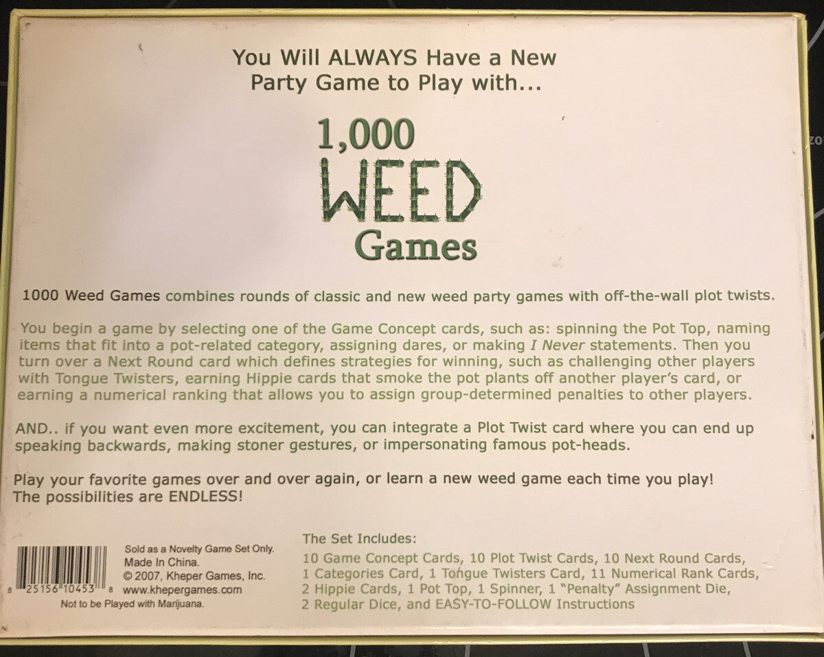 New 1000 Weed Board Game 2007 Kheper Games Inc 420 Marijuana Cannabis Free Ship+