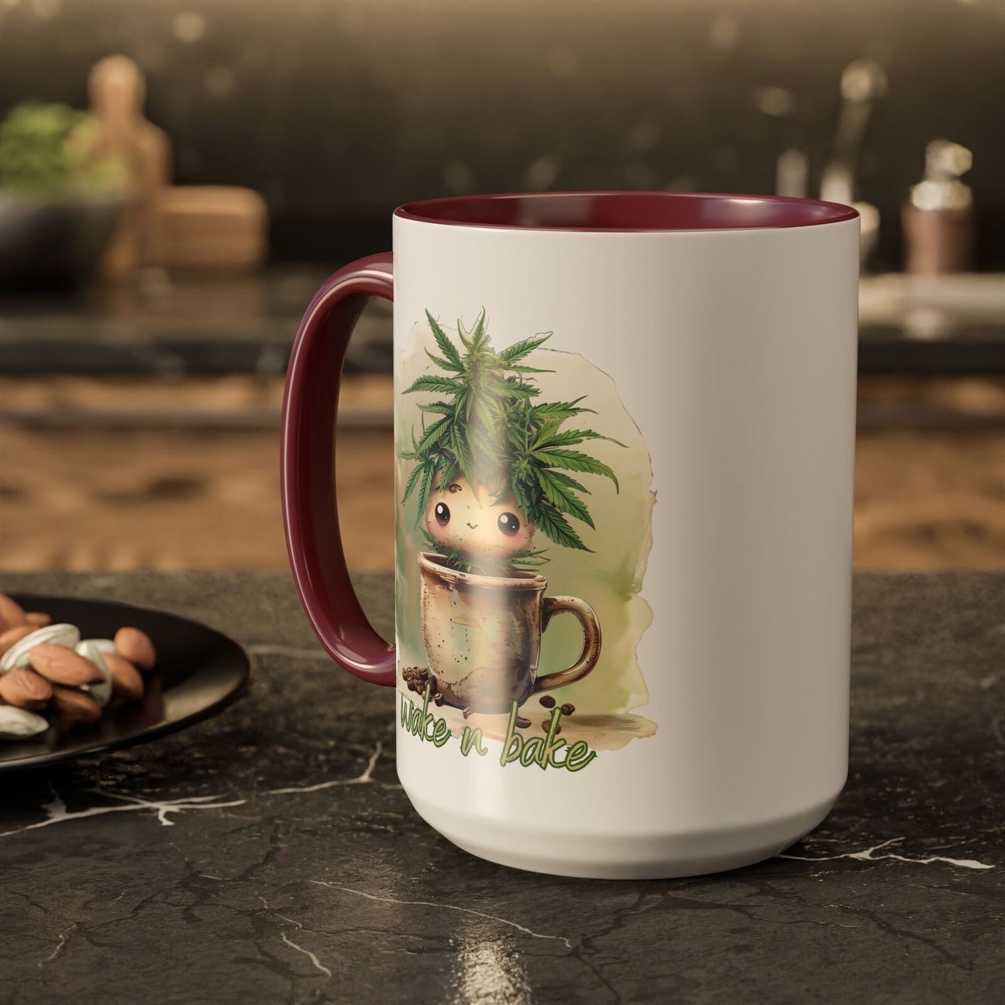 WAKE n BAKE Mug Cute Turnip Weed Cup 420 Coffee Lover Gift GenX Cannabis Stoner