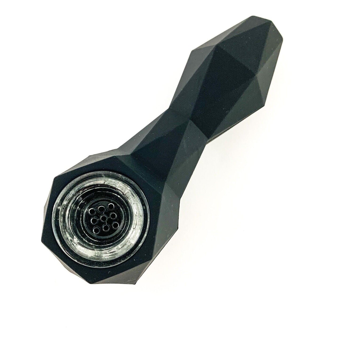 Black Prism Unbreakable Silicone Tobacco Smoking Pipe w/ Glass Bowl