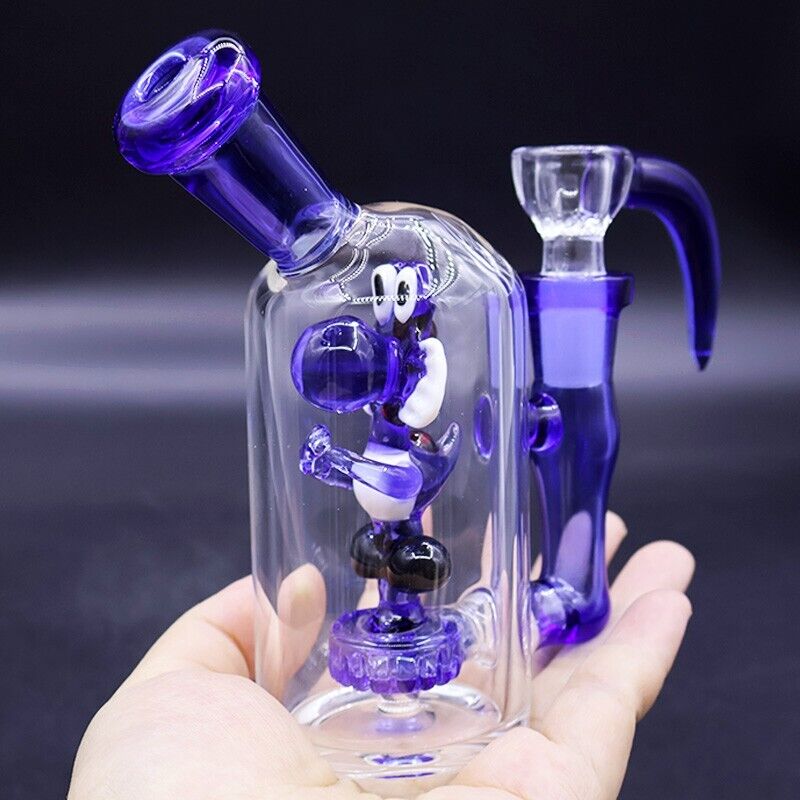 5.7" Handy Dinosaur Glass Bong Water Pipe Thick Handmade Recycler Smoking Beaker