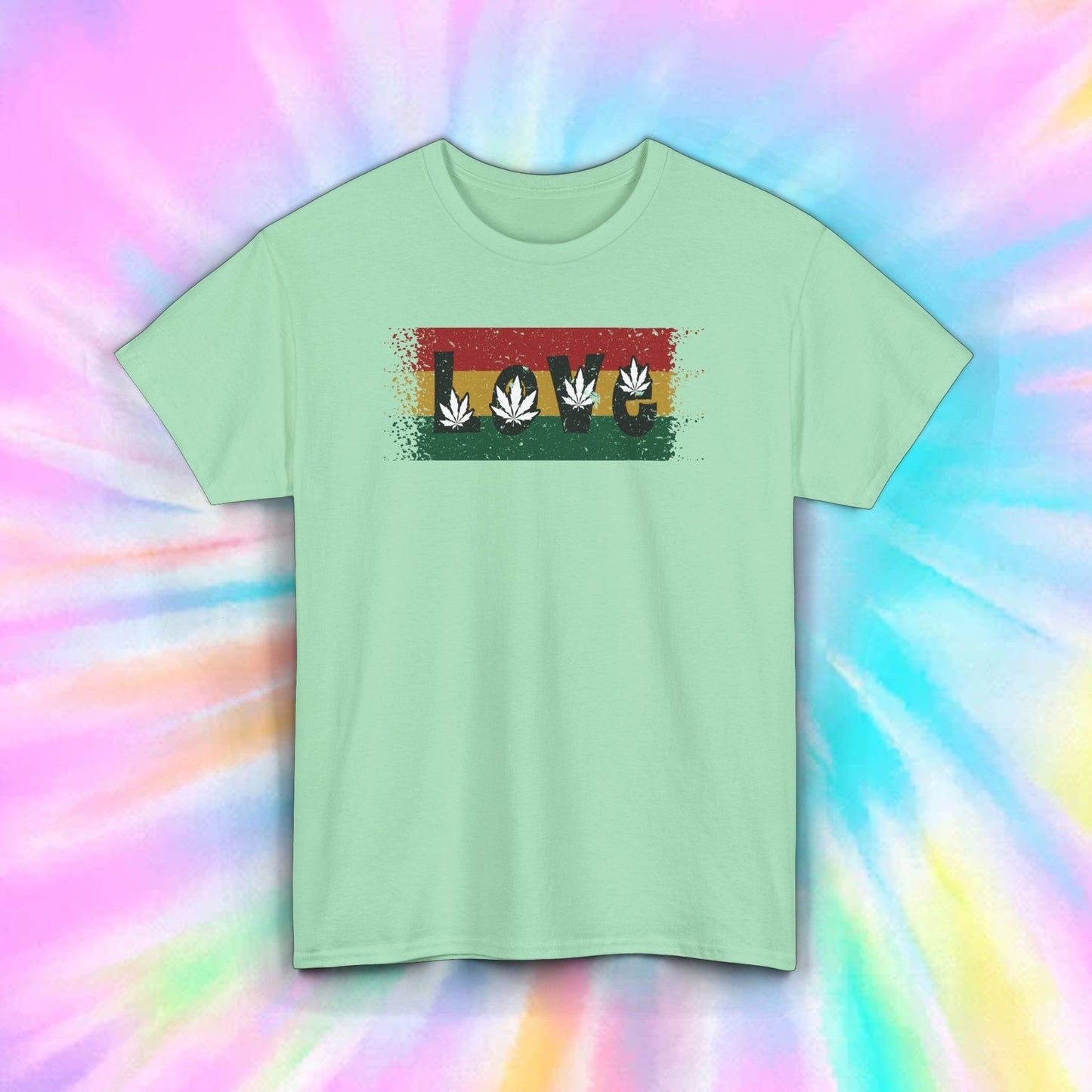 Love Cannabis Weed Leaf T-Shirt | Rasta Style Marijuana Gift | S-5XL 10 Colors