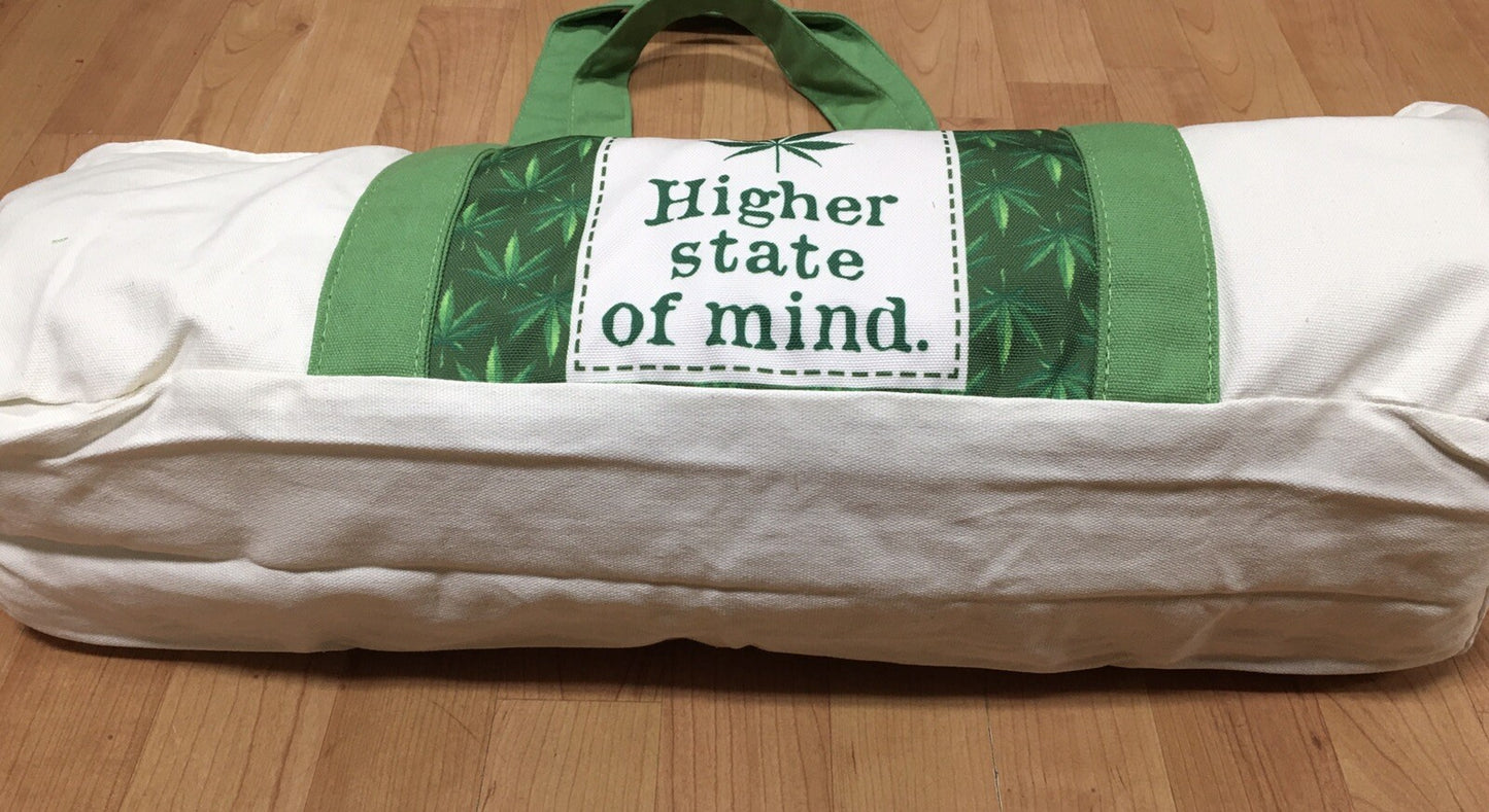 Higher State Of Mind Pot Leaf Design Canvas Yoga Mat Beach Multifunction Bag