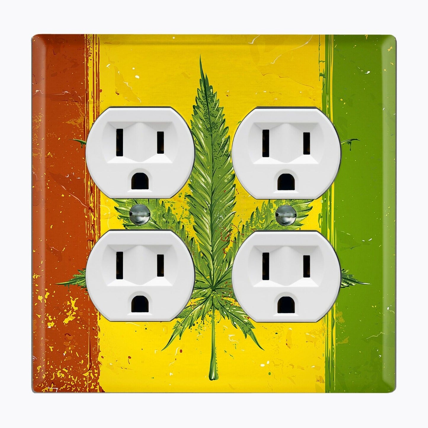 Metal Light Switch Cover Wall Plate Weed Flag Rasta