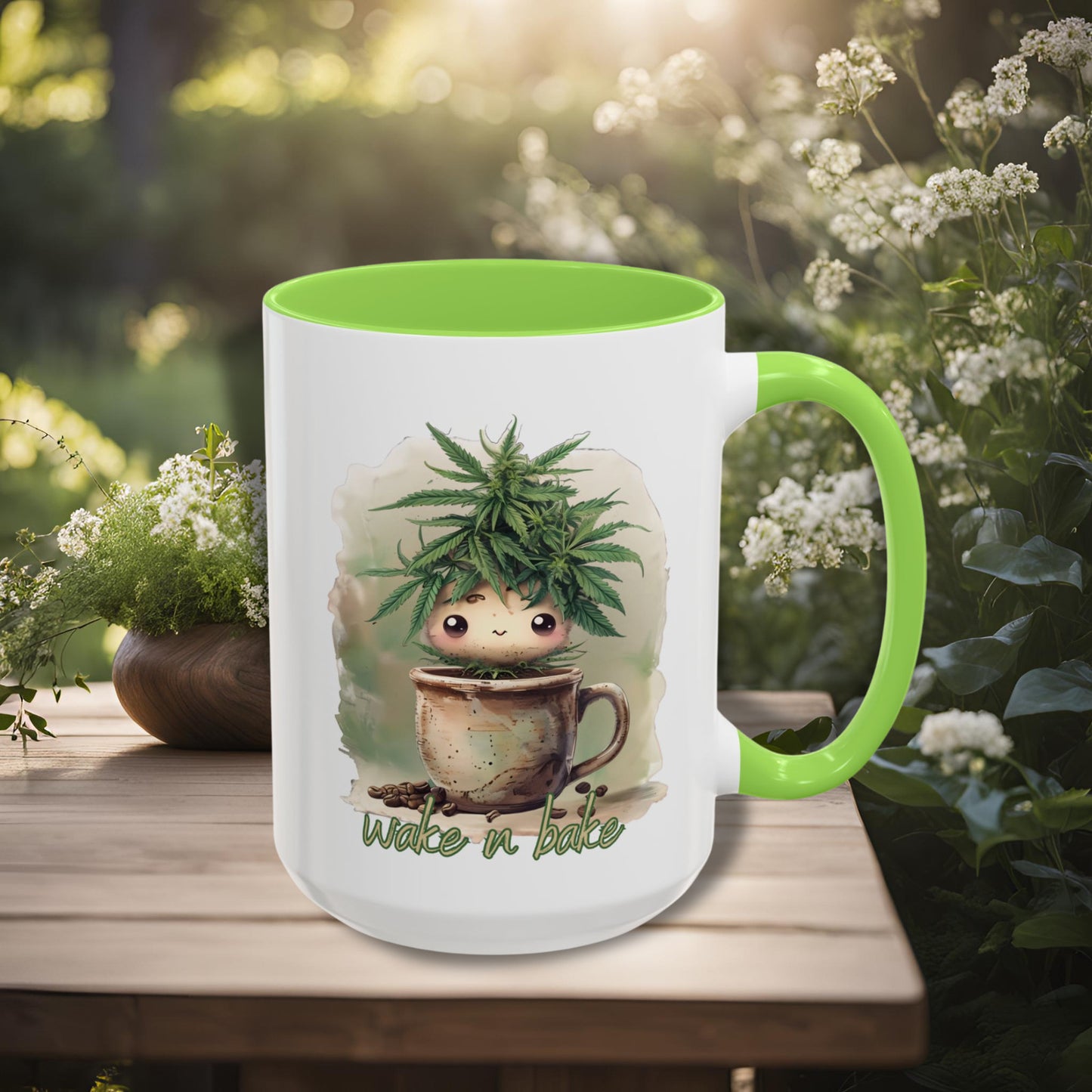 WAKE n BAKE Mug Cute Turnip Weed Cup 420 Coffee Lover Gift GenX Cannabis Stoner