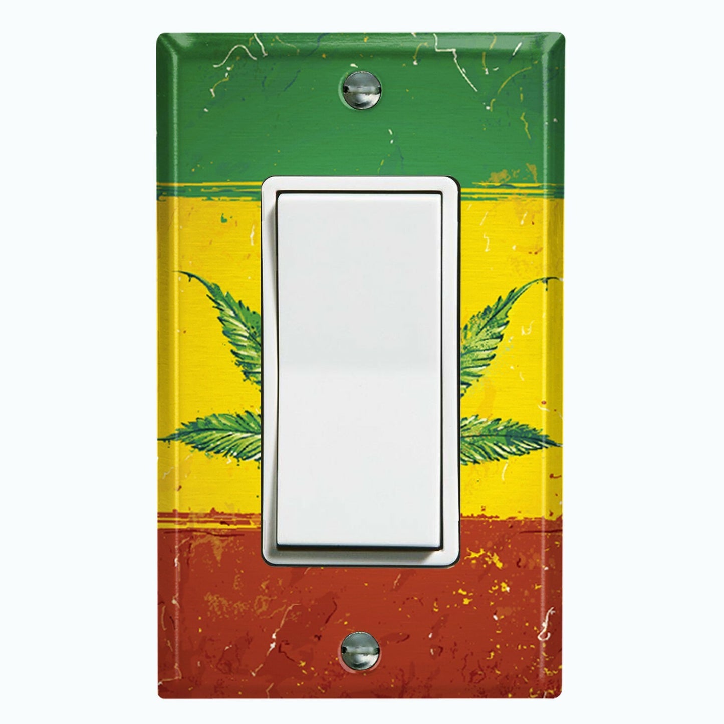 Metal Light Switch Cover Wall Plate Weed Flag Rasta