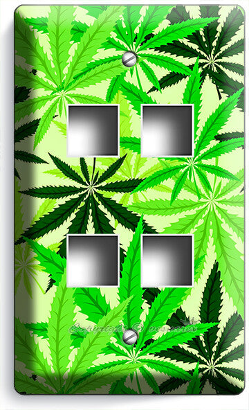 🍀GREEN CANNABIS MARIJUANA LEAFS LIGHT SWITCH OUTLETS WALL PLATES MAN CAVE DECOR