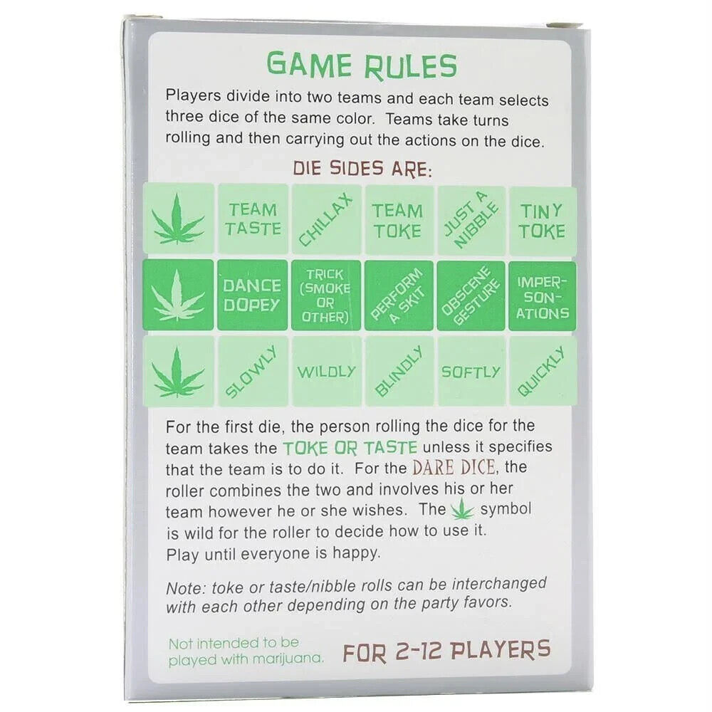 Dope Dice - Adult Party Fun Dice Game For Potheads & Stoners 2 to 12 Players