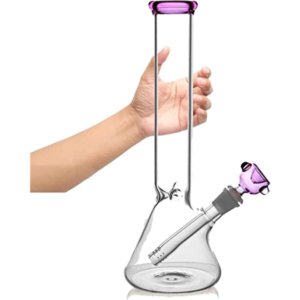 10" Heavy Pink Glass Bong Glass Water Pipe Smoking Tobacco Pipe Beaker 14MM Bowl
