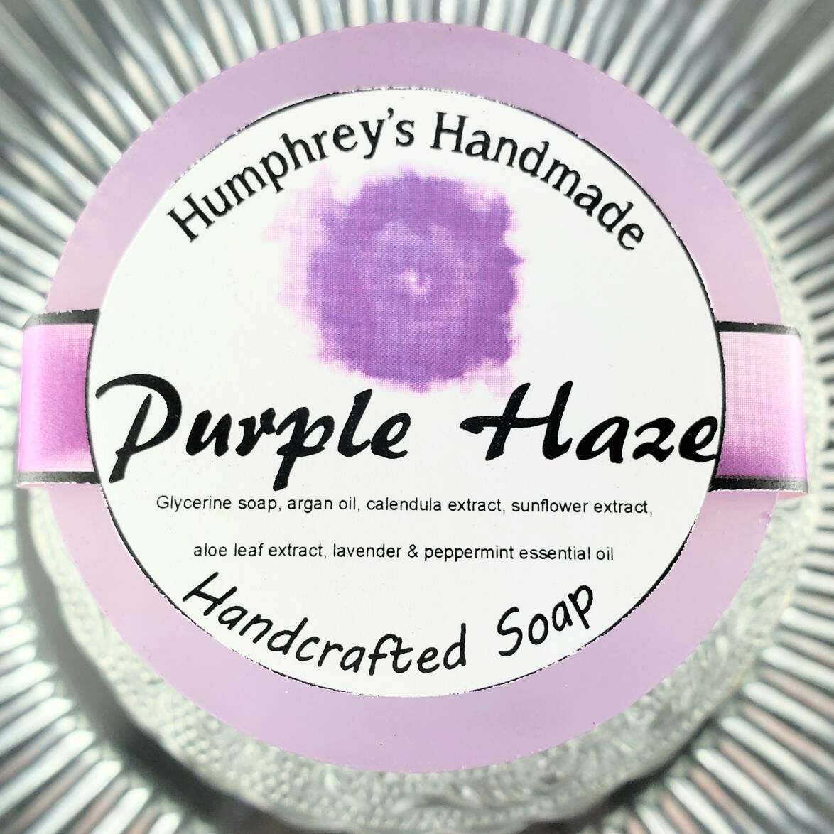PURPLE HAZE Hemp Oil Soap, Peppermint Lavender, Glycerin Bar, 3.6 oz.