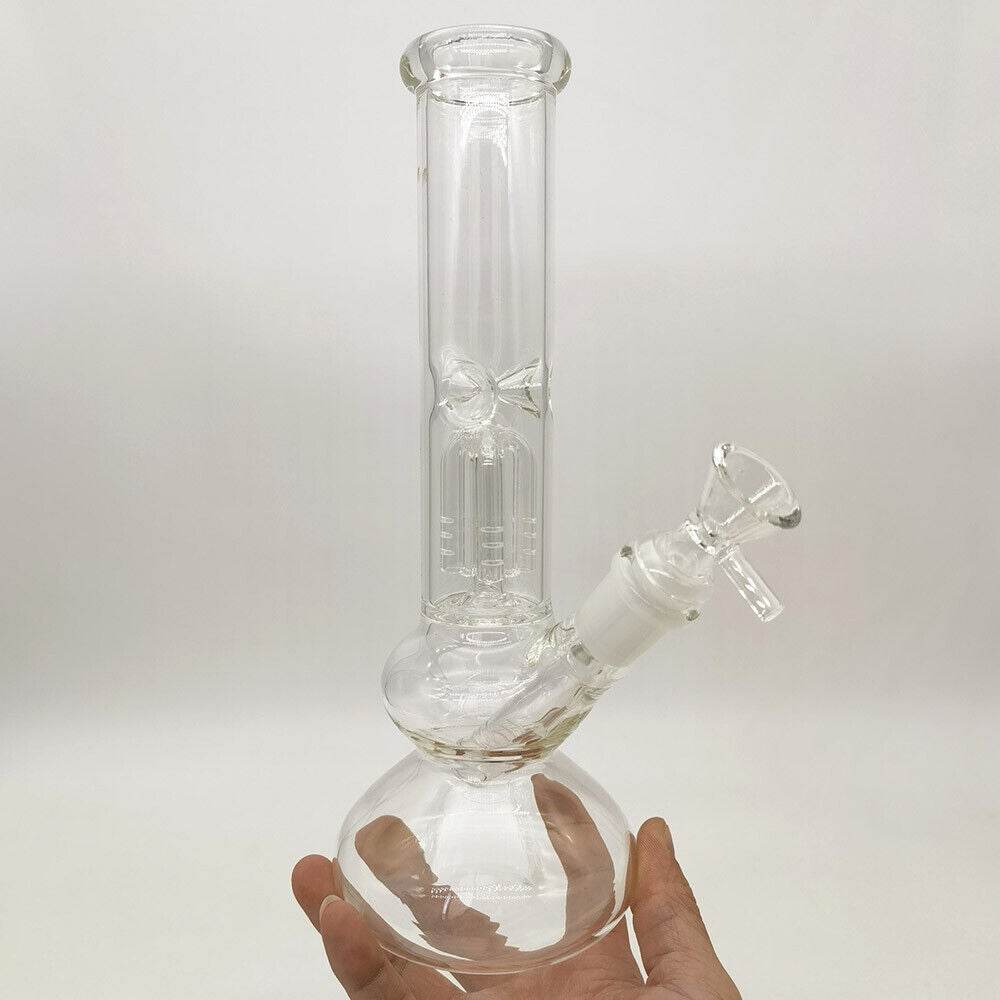 9.6inch Heavy Clear Glass Bong Water Pipe Smoking Pipes Hookah Percolator Bongs - Maryjanes Bong Shop