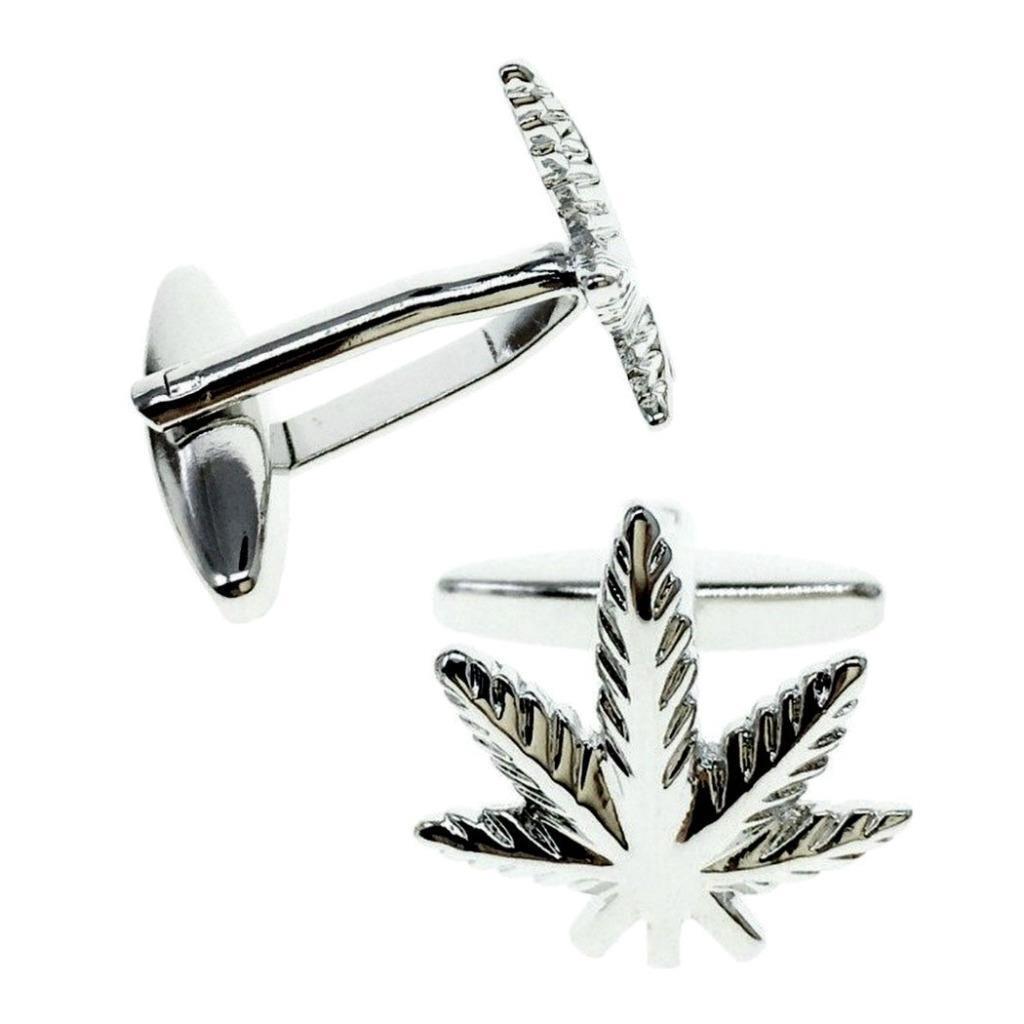 POT LEAF CUFFLINKS Marijuana Cannabis 420 Weed NEW w GIFT BAG Stoner Wedding