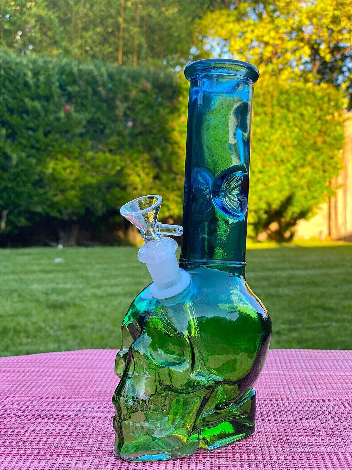 9" Halloween Skull Water Pipe Bong Hookah Thick Glass Bubbler Free Shipping