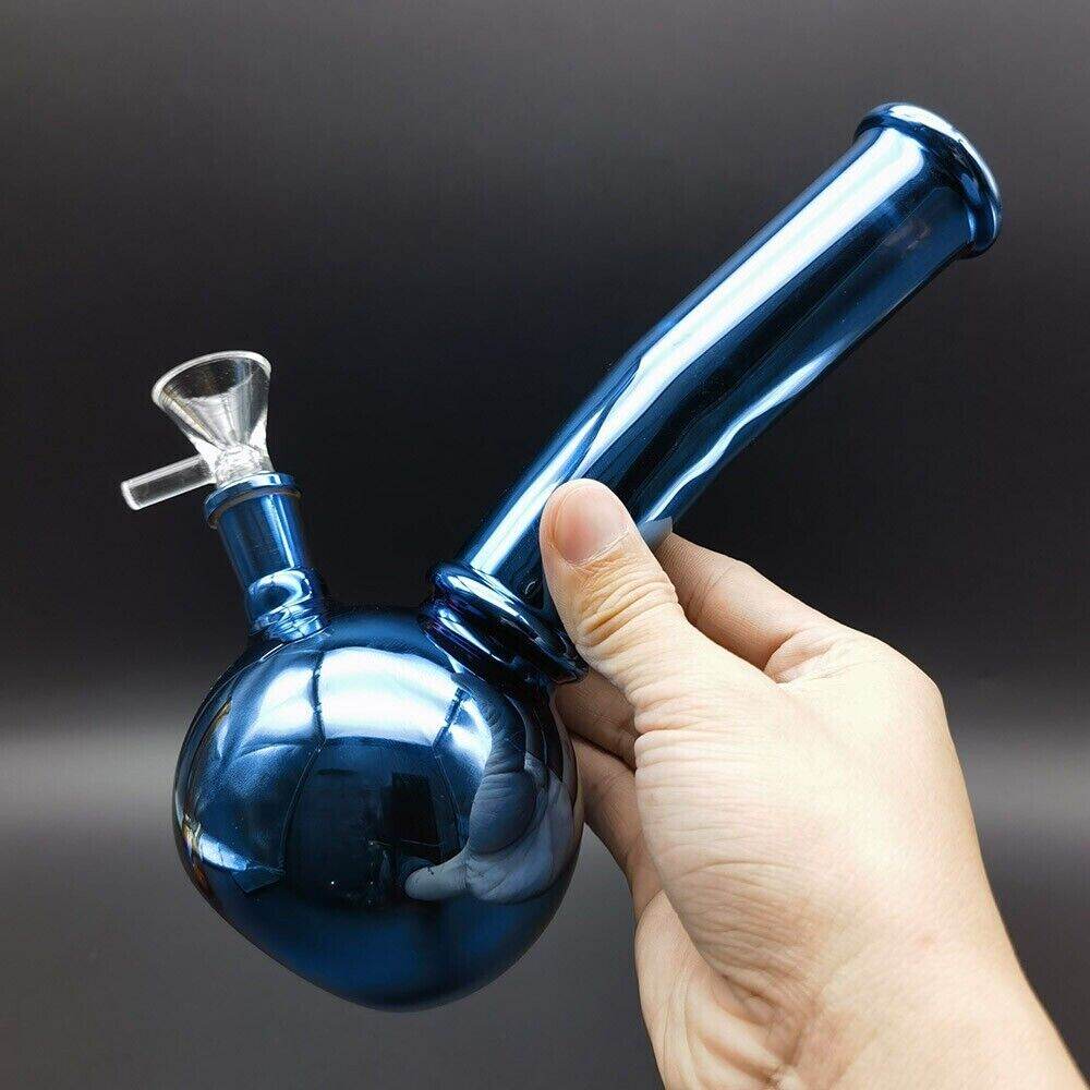8inch Blue Reflective Water Pipe Hookah Smoking Shisha Glass Bong Hookah Bubbler - Maryjanes Bong Shop