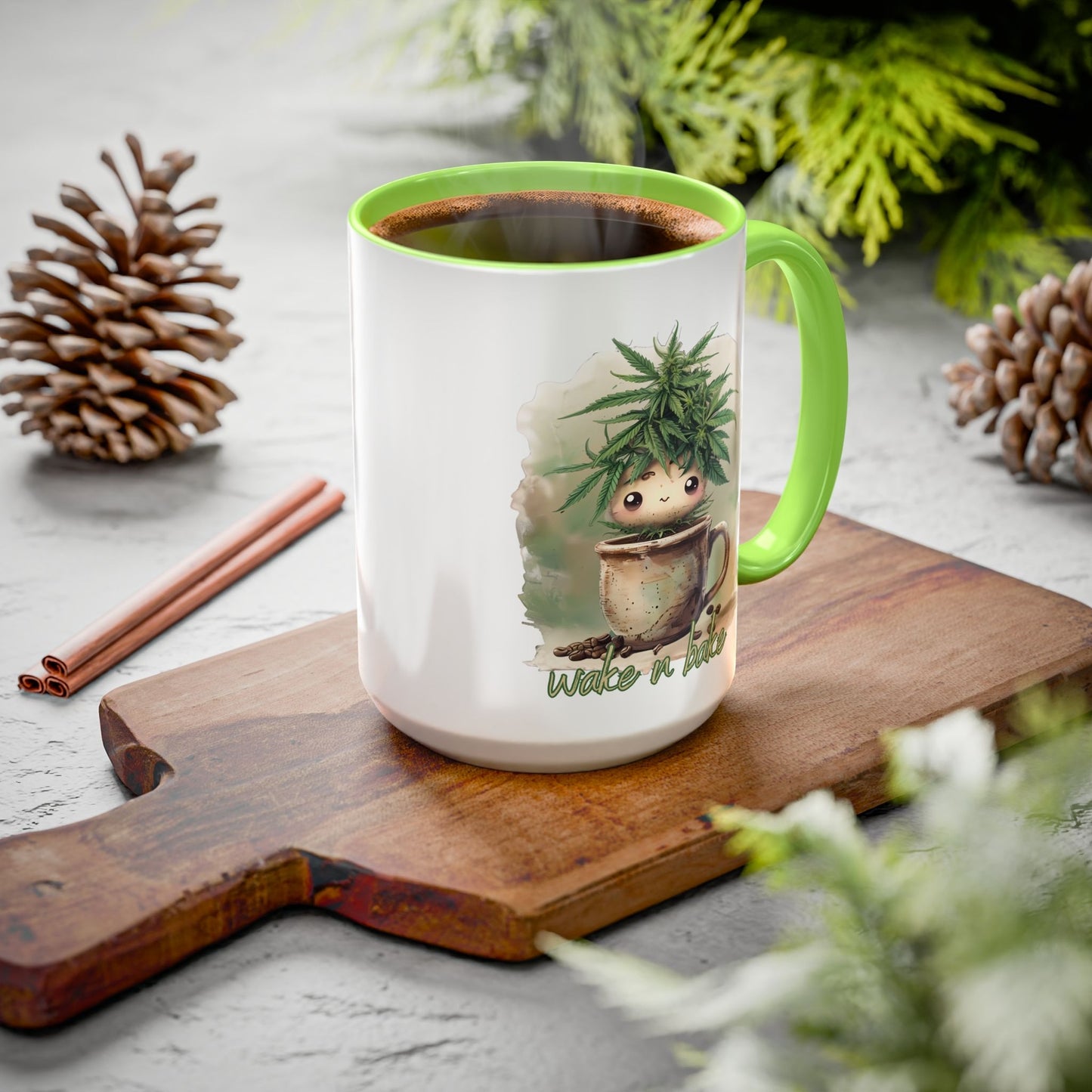 WAKE n BAKE Mug Cute Turnip Weed Cup 420 Coffee Lover Gift GenX Cannabis Stoner
