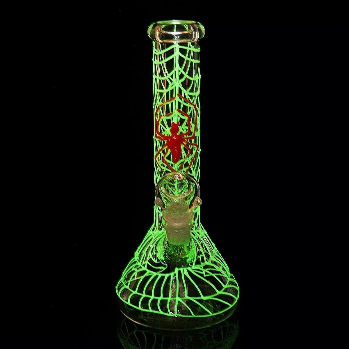 11" Glow in the Dark Spider Glass Hookah Water Pipe Smoking Pipes Beaker Bongs