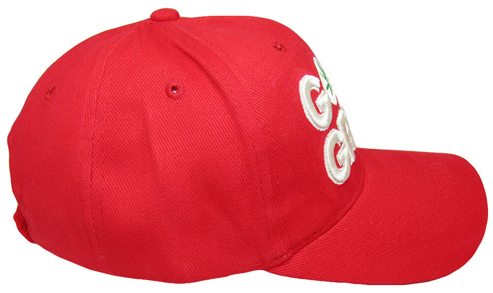 Go Green Marijuana Weed Pot Leaf Red 100% Cotton Embroidered Hat Cap