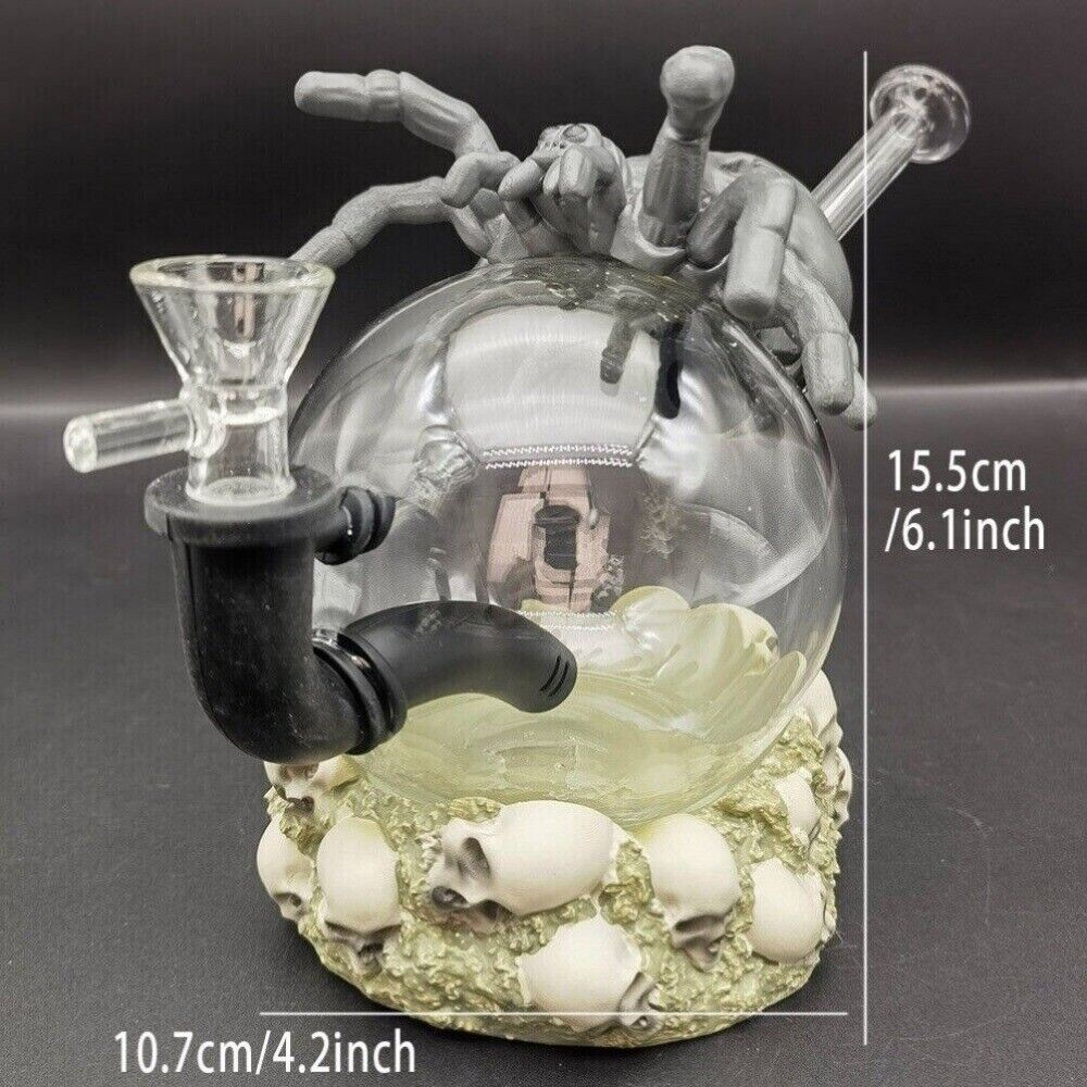6.1" Skeleton Spider Hookah Silicone Water Pipe Shisha Smoking Bong + 14mm Bowl