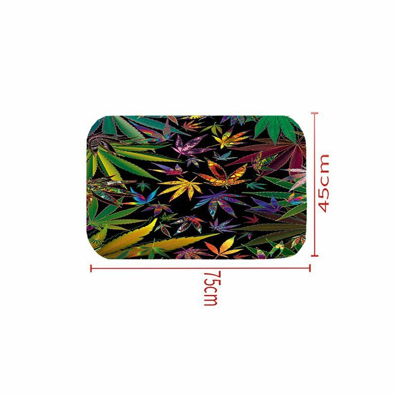 Colorful Weeds Leaves Bathroom Shower Curtain Non-Slip Bath Mat Toilet Cover Set