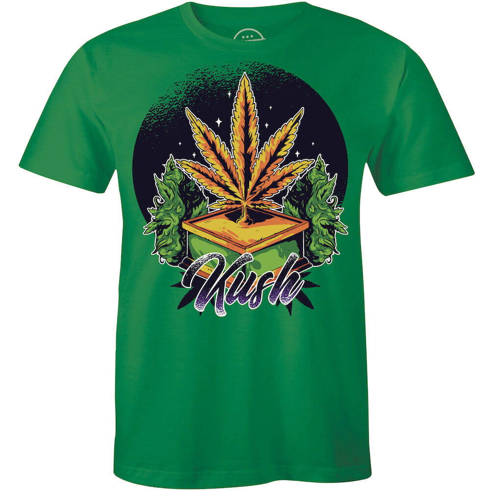 Green "Got Kush" T-shirt featuring marijuana leaf design with "Kush" text.