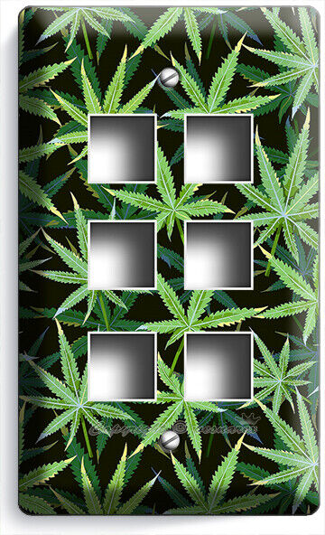 CANNABIS MARIJUANA LEAF PATTERN LIGHT SWITCH OUTLETS WALL PLATES MAN CAVE DECOR