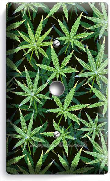 CANNABIS MARIJUANA LEAF PATTERN LIGHT SWITCH OUTLETS WALL PLATES MAN CAVE DECOR